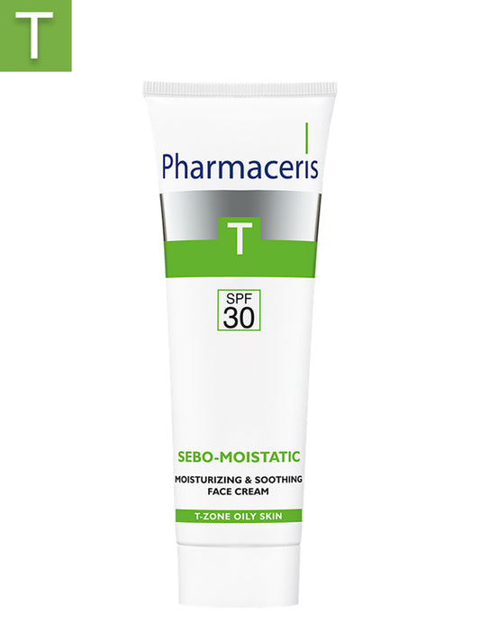 PHARMACERIS T MOISTURIZING AND SOOTHING FACE CREAM SPF 30 FOR USE DURING AND AFTER ANTI-ACNE TREATMENTS SEBO-MOISTATIC 50 ML