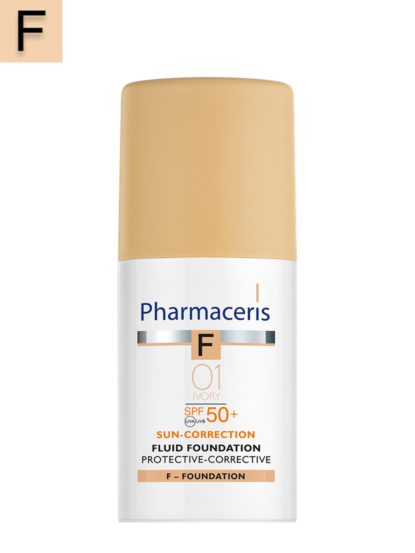 PHARMACERIS F FLUID FOUNDATION WITH HIGHEST LEVEL OF SUN PROTECTION SPF 50 PROTECTIVE-CORRECTIVE 01 IVORY 30 ML